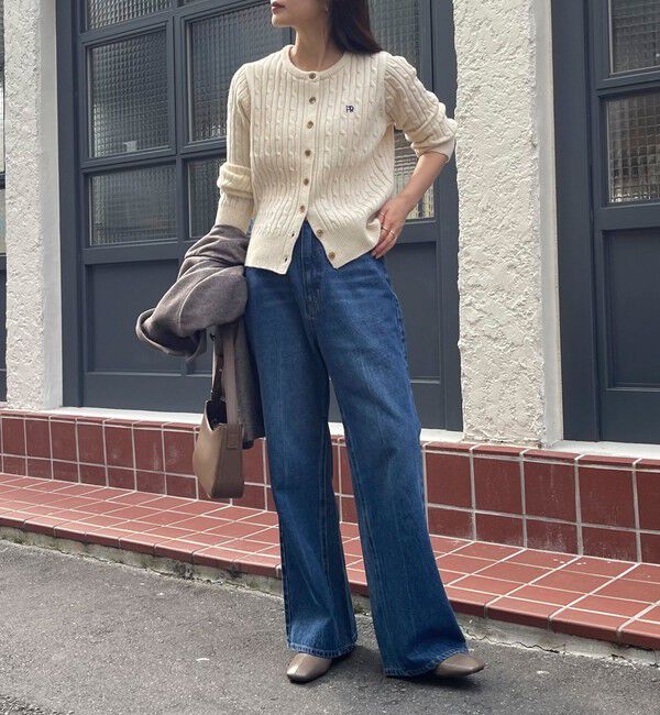 fredy emue「ウール混FR刺繍ケーブル柄カーディガン」|ニット・セーター|