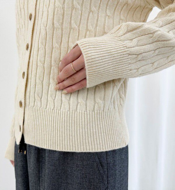 fredy emue「ウール混FR刺繍ケーブル柄カーディガン」|ニット・セーター|