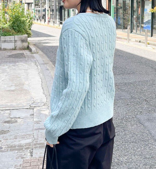 fredy emue「ウール混FR刺繍ケーブル柄カーディガン」|ニット・セーター|