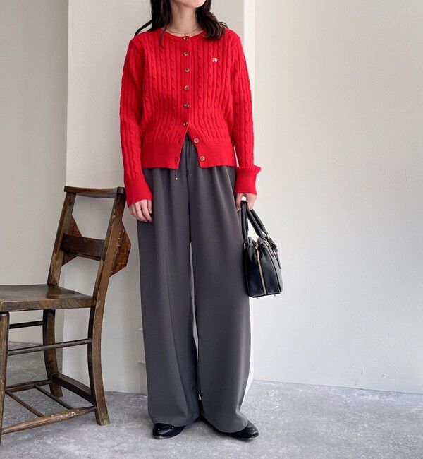 fredy emue「ウール混FR刺繍ケーブル柄カーディガン」|ニット・セーター|