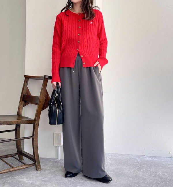 fredy emue「ウール混FR刺繍ケーブル柄カーディガン」|ニット・セーター|