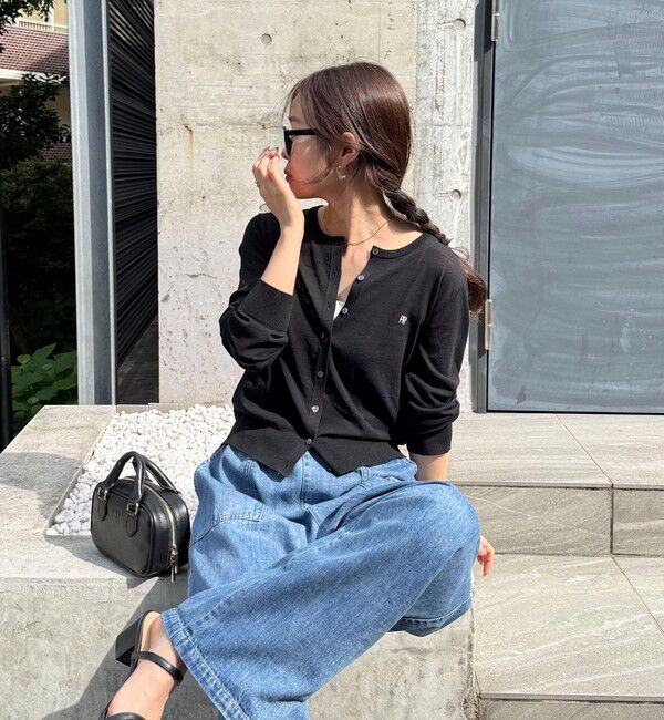 fredy emue「FR刺繍ベーシックサマーカーディガン」|カーディガン|ブラック