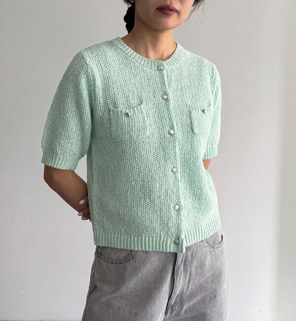 fredy emue「テープヤーン半袖ニットジャケット」|カーディガン|