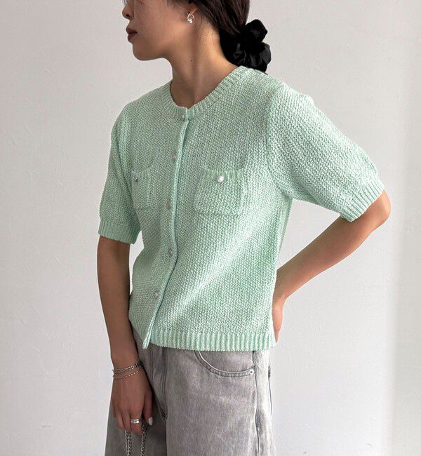 fredy emue「テープヤーン半袖ニットジャケット」|カーディガン|