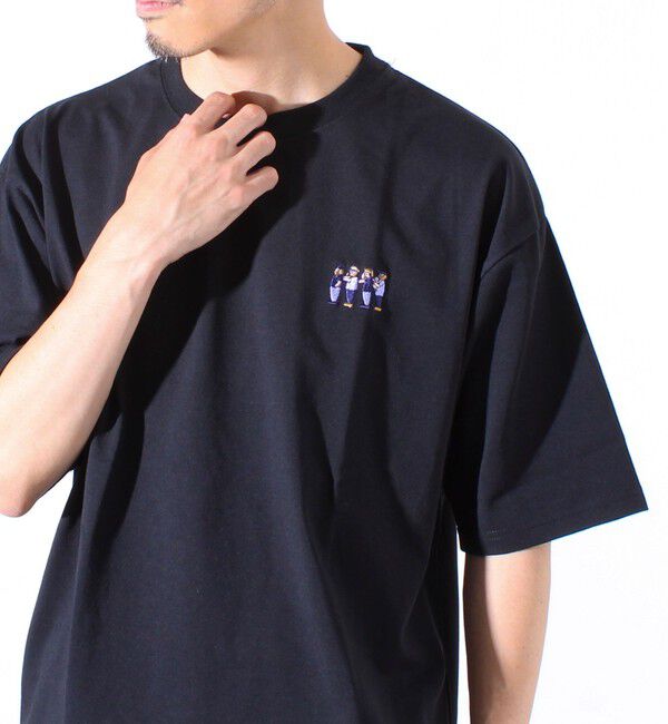 FREDY MAC「【FREDYMAC/フレディマック】度詰め天竺 オジサン刺繍&コミックTシャツ」|Tシャツ・カットソー|ブラック