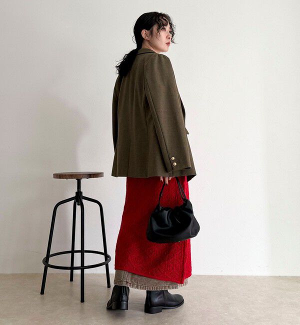 fredy emue「モヘヤ混透かし柄ベルスリーブワンピース」|ワンピース|