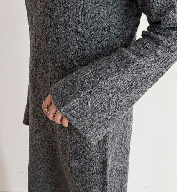 fredy emue「モヘヤ混透かし柄ベルスリーブワンピース」|ワンピース|