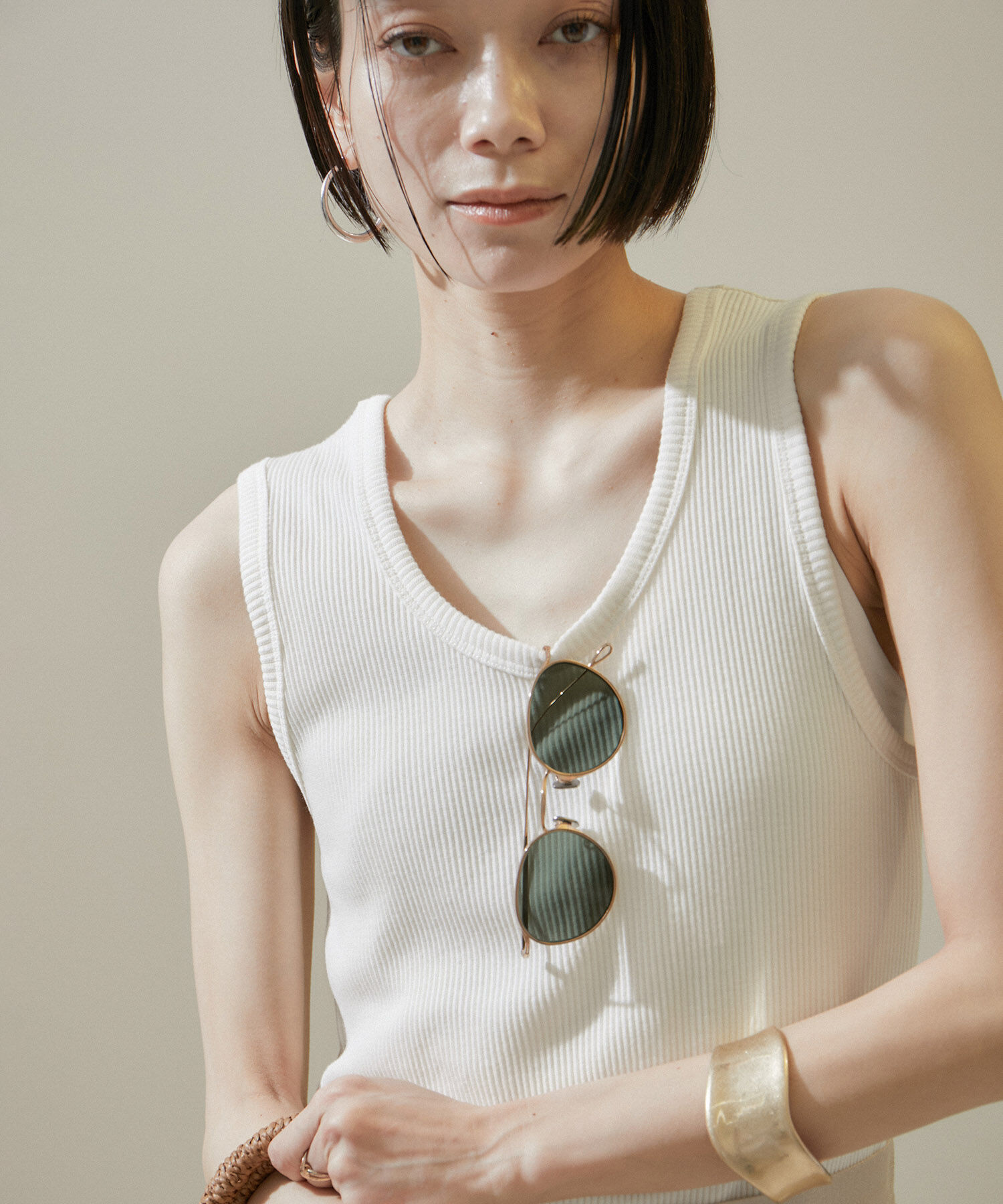 SALON adam et rope'「【セットアップ対応】ガーメントダイリブタンクトップ/ノースリーブプルオーバー」|タンクトップ|