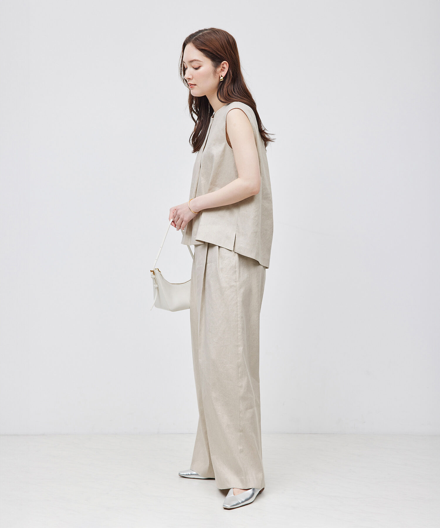 ROPE「ストレッチリネン2タックワイドパンツ/セットアップ対応」|その他|