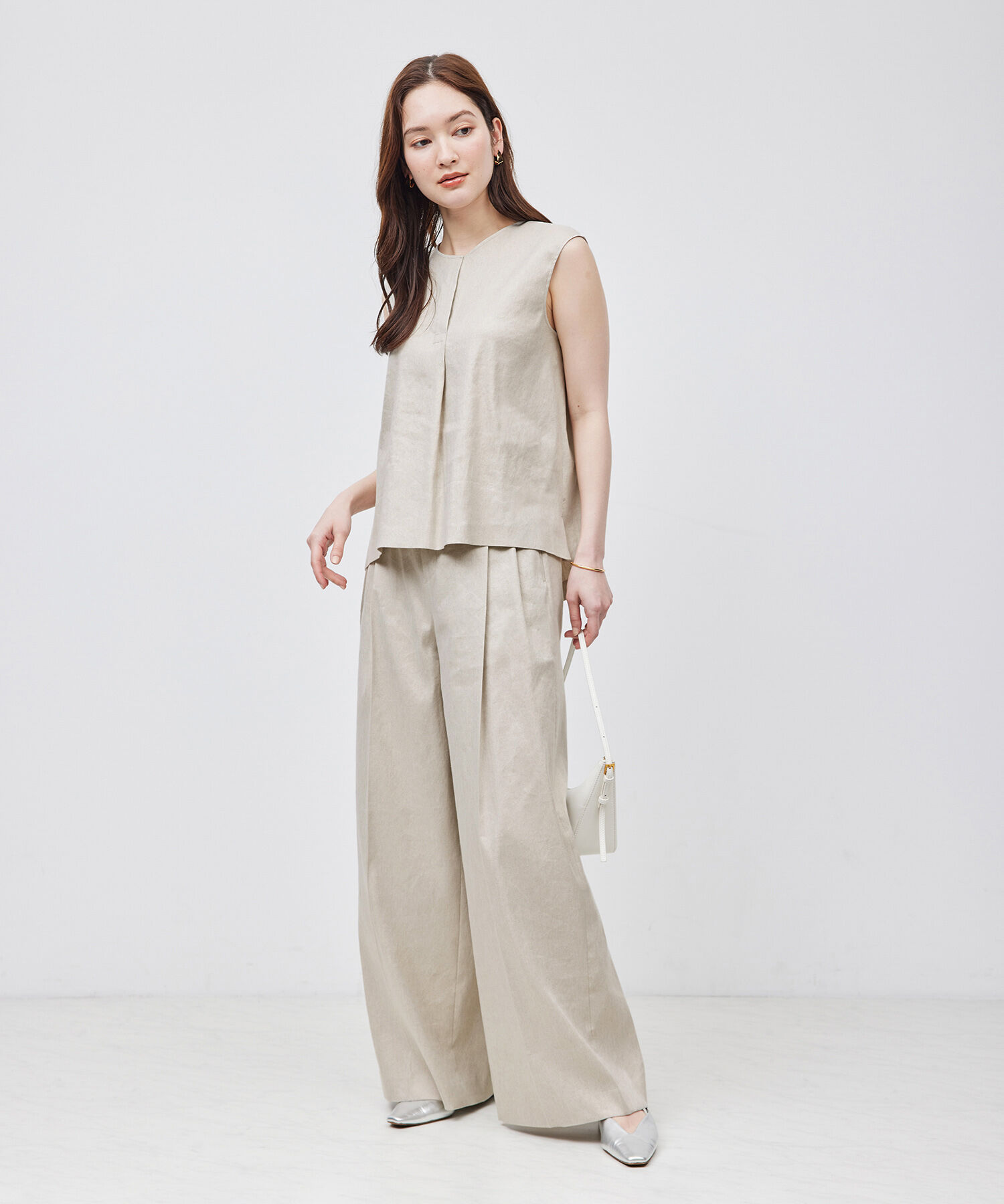ROPE「ストレッチリネン2タックワイドパンツ/セットアップ対応」|その他|
