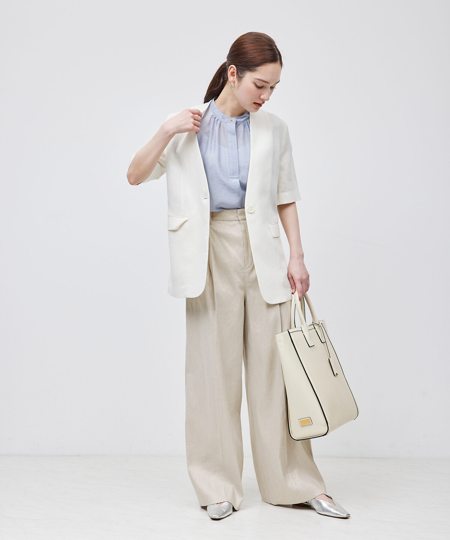 ROPE「ストレッチリネン2タックワイドパンツ/セットアップ対応」|その他|