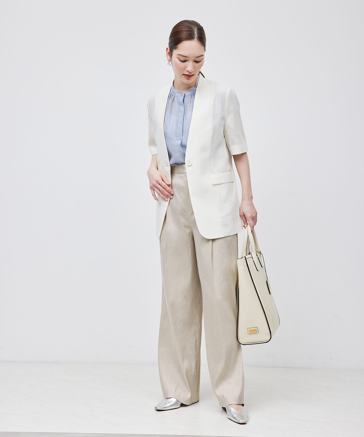 ROPE「ストレッチリネン2タックワイドパンツ/セットアップ対応」|その他|