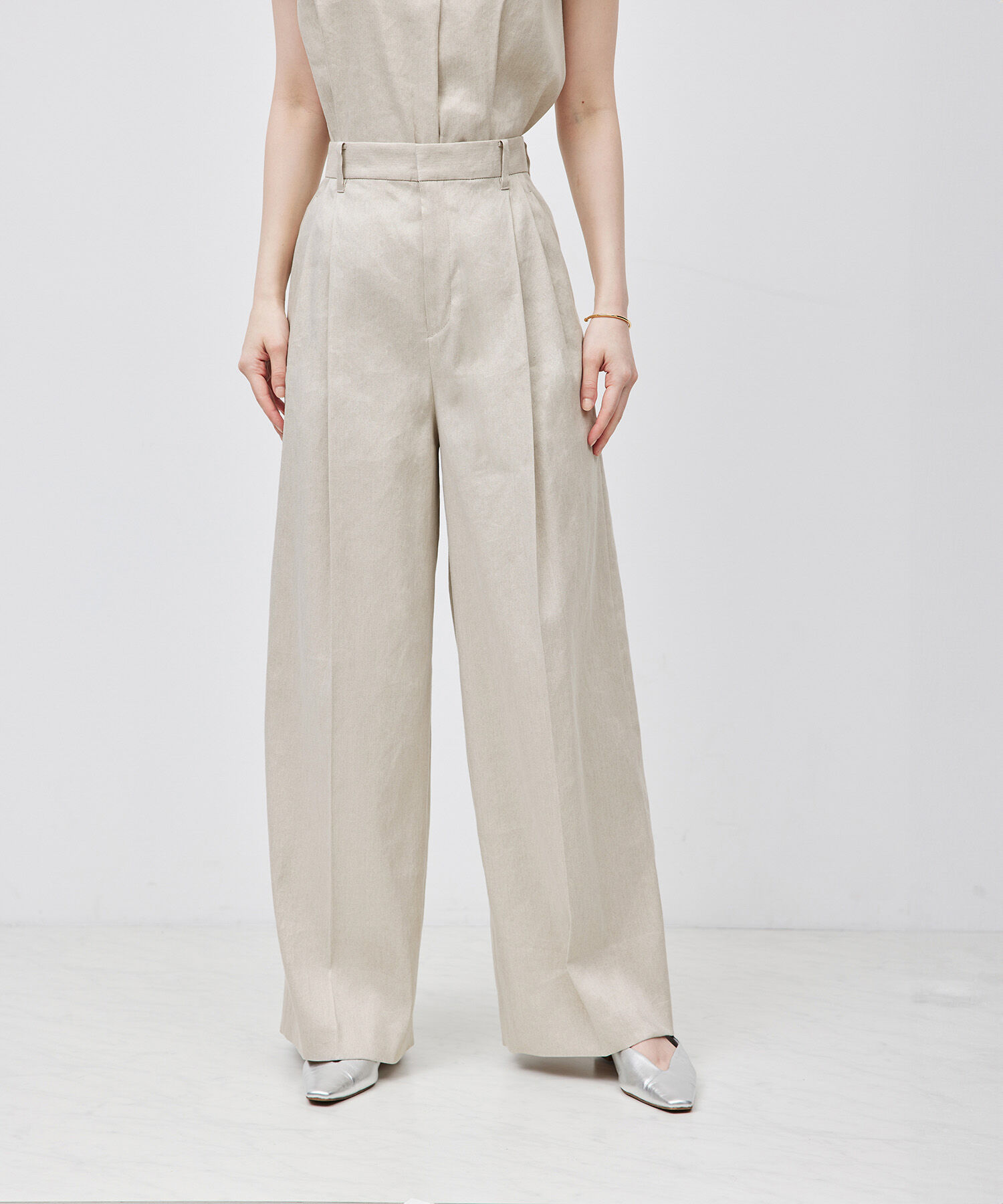 ROPE「ストレッチリネン2タックワイドパンツ/セットアップ対応」|その他|