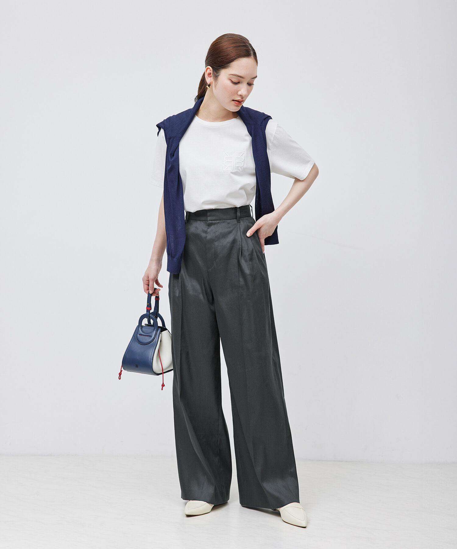 ROPE「ストレッチリネン2タックワイドパンツ/セットアップ対応」|その他|