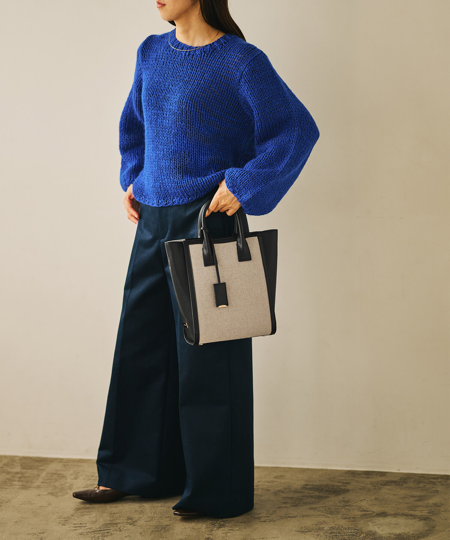 E'POR「【E'POR】 I BAG Medium（キャンバスコンビ縦型トートバッグ）」|ハンドバッグ|