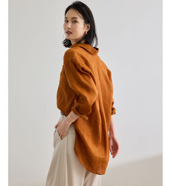 ROPE「【洗える】ヨーロピアンリネンベーシックシャツ/一部セットアップ対応」|シャツ・ブラウス|ブラウン系(22)