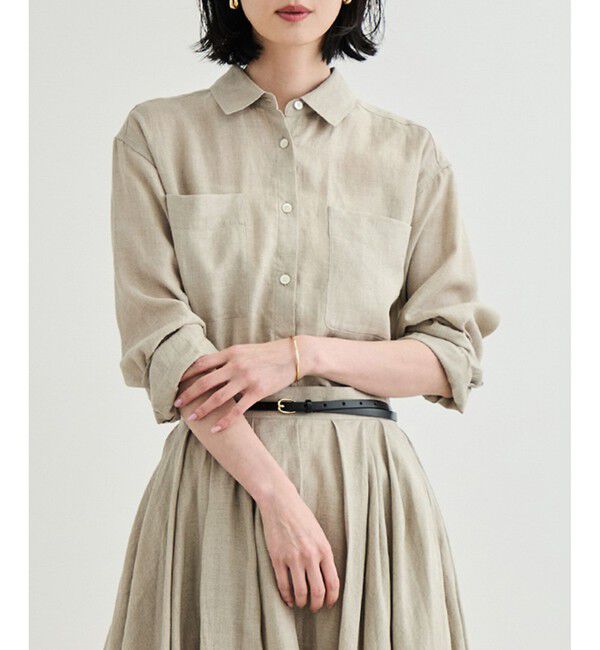 ROPE「【洗える】ヨーロピアンリネンベーシックシャツ/一部セットアップ対応」|シャツ・ブラウス|ベージュ(27)