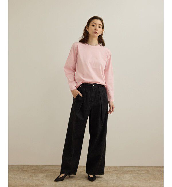 ROPE「【洗える】コットンプレーティング天竺カーブスリーブカットソー」|Tシャツ・カットソー|