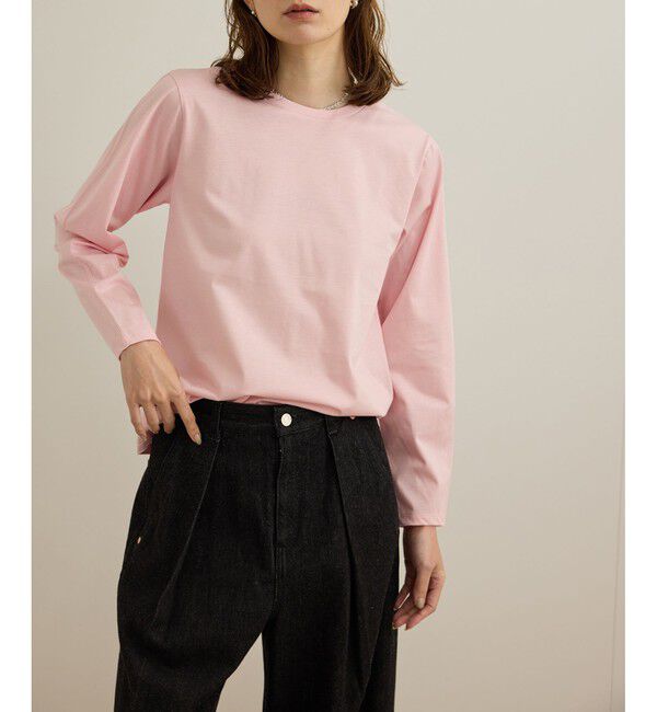 ROPE「【洗える】コットンプレーティング天竺カーブスリーブカットソー」|Tシャツ・カットソー|