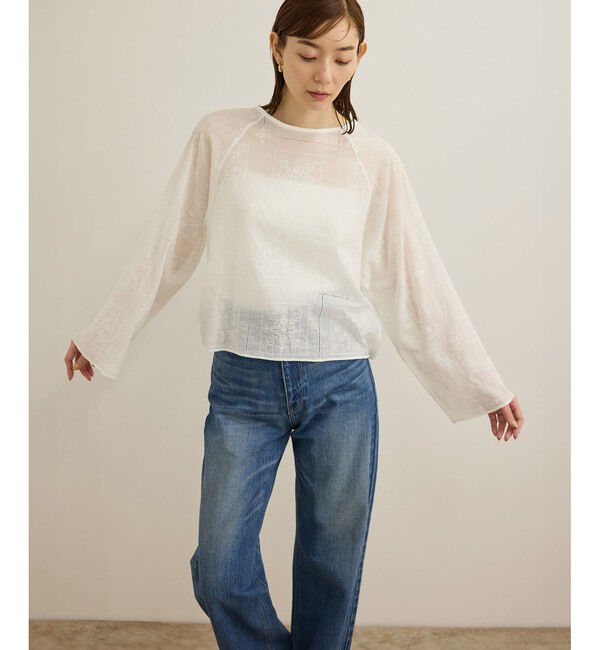 ROPE「コットンエンブロイダリーレース刺繍ブラウス」|シャツ・ブラウス|