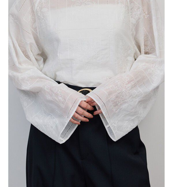 ROPE「コットンエンブロイダリーレース刺繍ブラウス」|シャツ・ブラウス|
