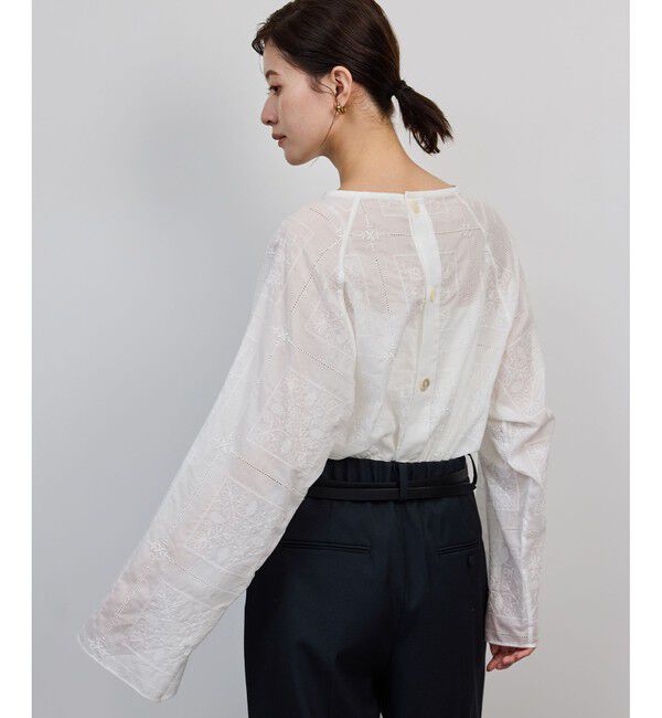 ROPE「コットンエンブロイダリーレース刺繍ブラウス」|シャツ・ブラウス|