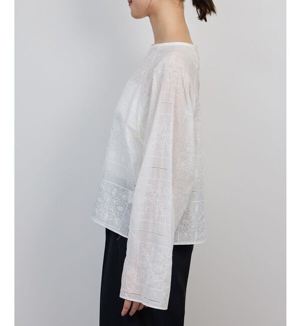 ROPE「コットンエンブロイダリーレース刺繍ブラウス」|シャツ・ブラウス|