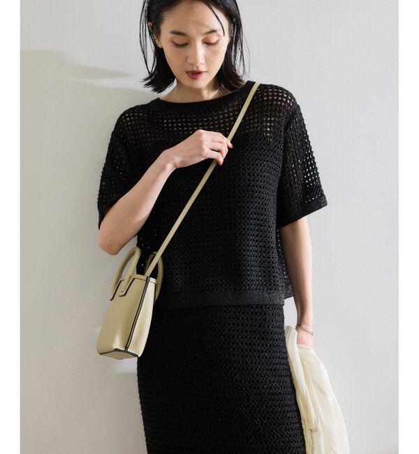 ROPE「ラメメッシュプルオーバー/セットアップ対応」|ニット・セーター|ブラック(01)