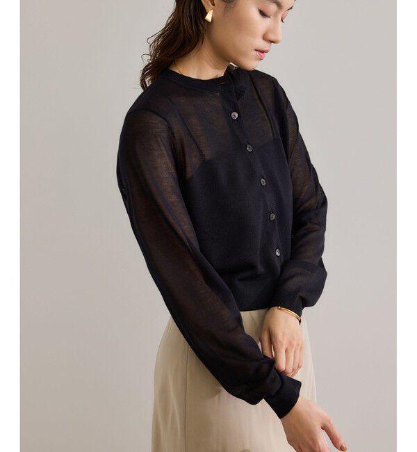 ROPE「【洗える】LEVITAクルーネックシアーカーディガン」|カーディガン|