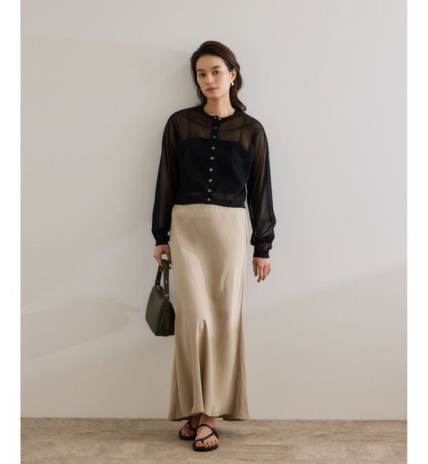 ROPE「【洗える】LEVITAクルーネックシアーカーディガン」|カーディガン|