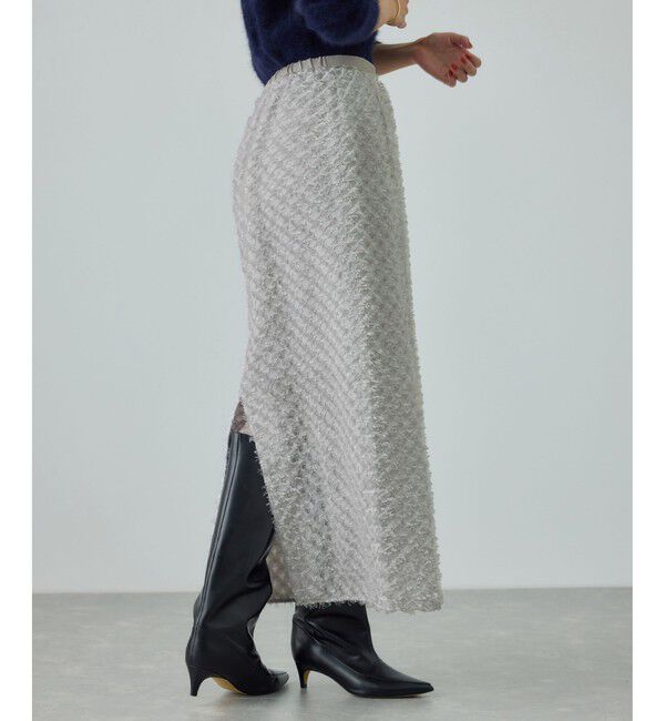 ROPE「カットジャガードIラインタイトスカート/イージーケア」|スカート|シルバー(93)