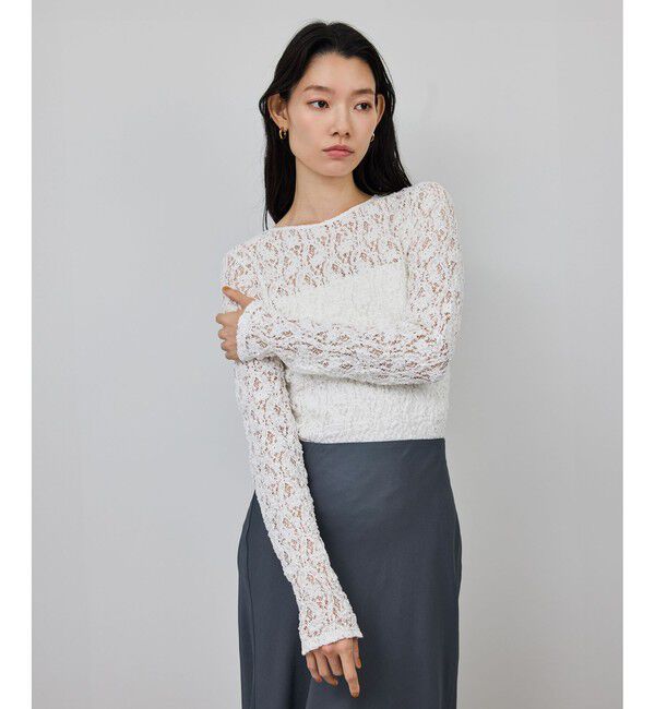 ROPE「ストレッチレースカットソー/イージーケア」|Tシャツ・カットソー|ホワイト(10)