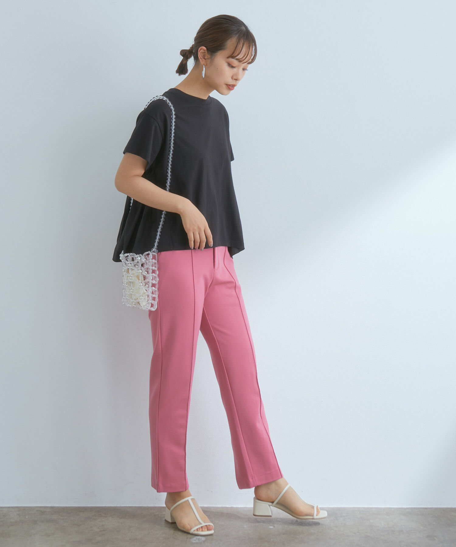 VIS「ポンチピンタックフレアパンツ」|スラックス|