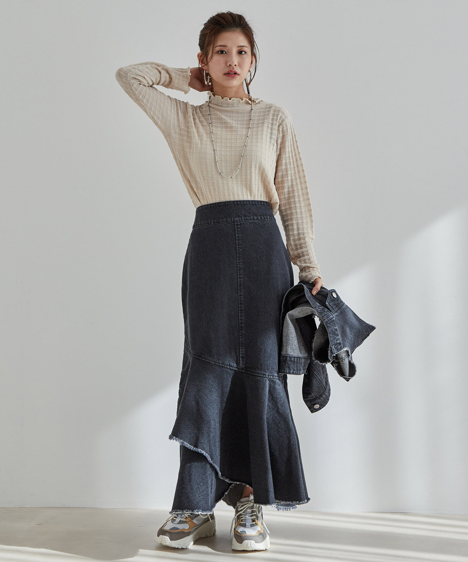 vis-a-vis「【WEB限定】シアーチェックタートルネックプルオーバー」|Tシャツ・カットソー|