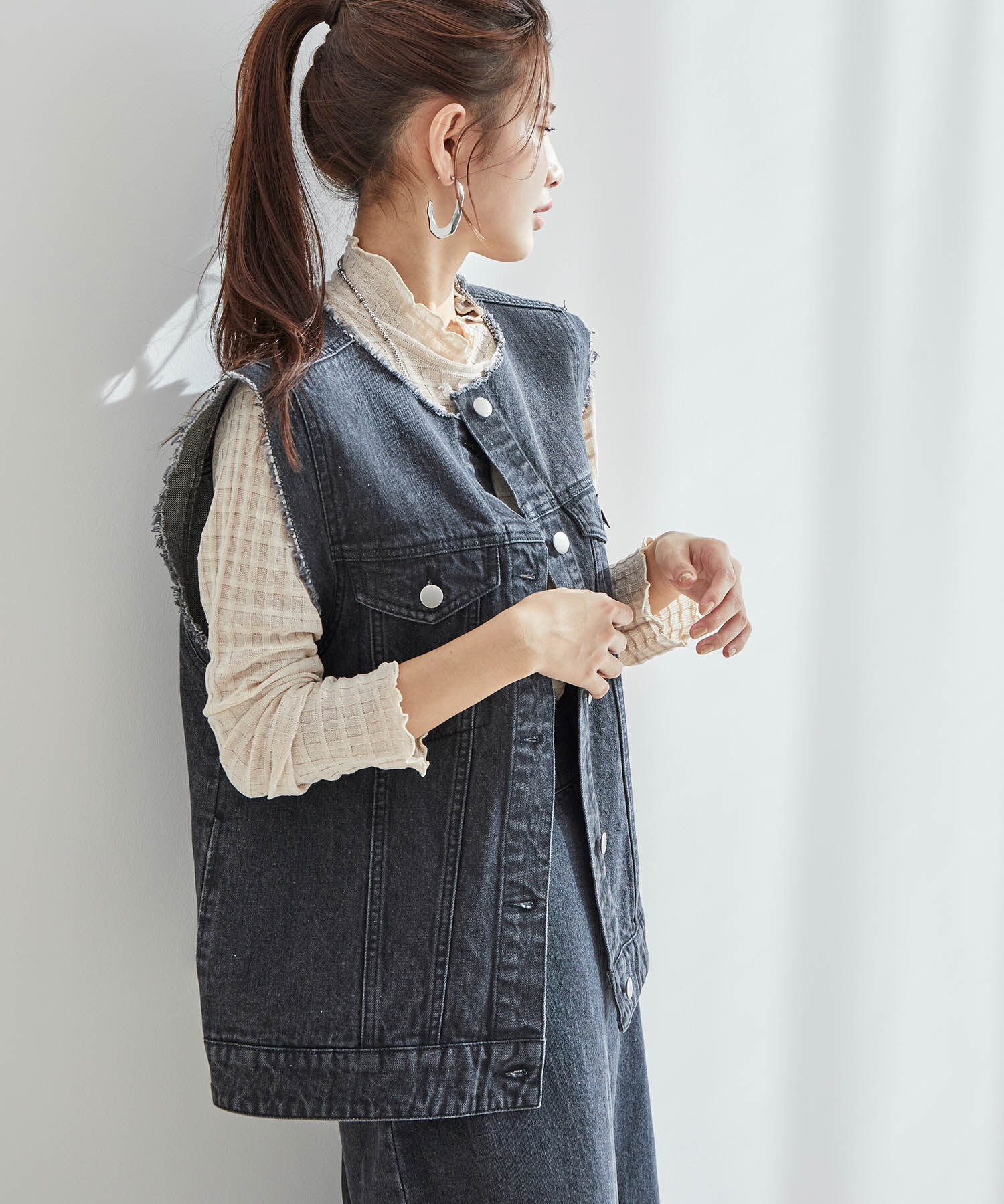 vis-a-vis「【WEB限定】シアーチェックタートルネックプルオーバー」|Tシャツ・カットソー|