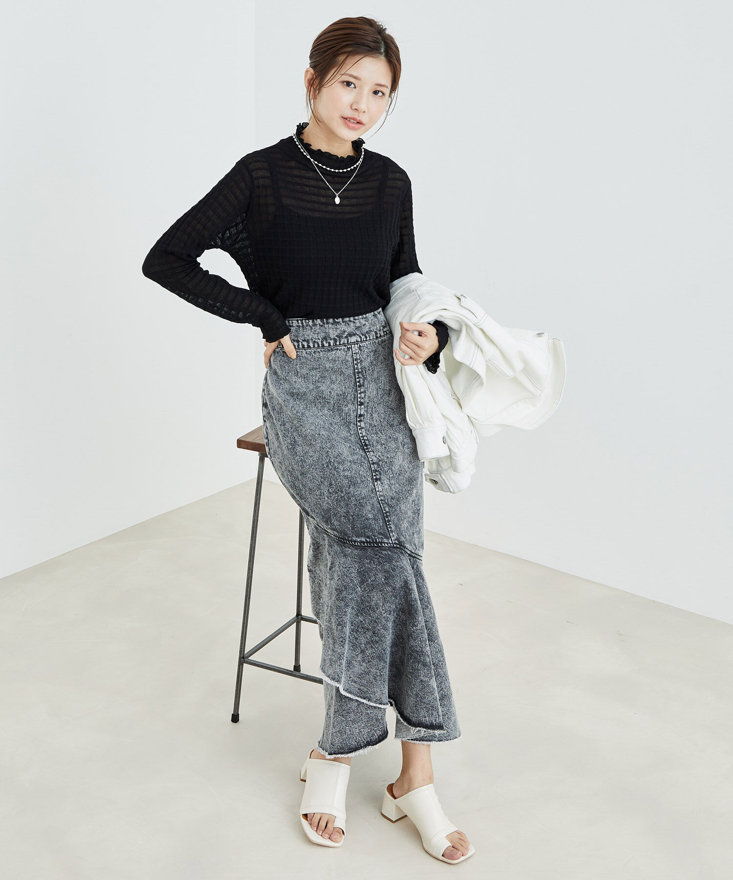 vis-a-vis「【WEB限定】シアーチェックタートルネックプルオーバー」|Tシャツ・カットソー|