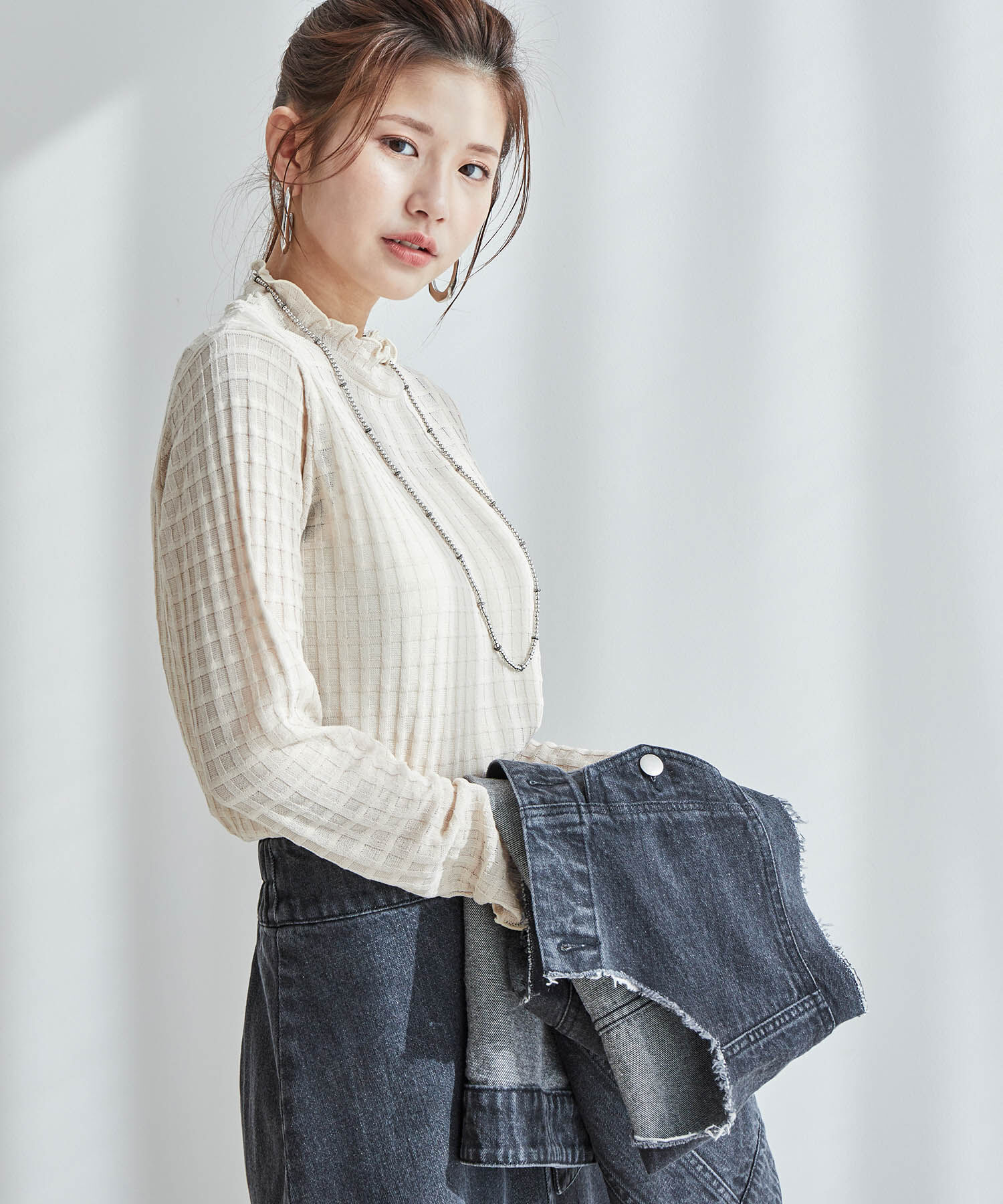 vis-a-vis「【WEB限定】シアーチェックタートルネックプルオーバー」|Tシャツ・カットソー|