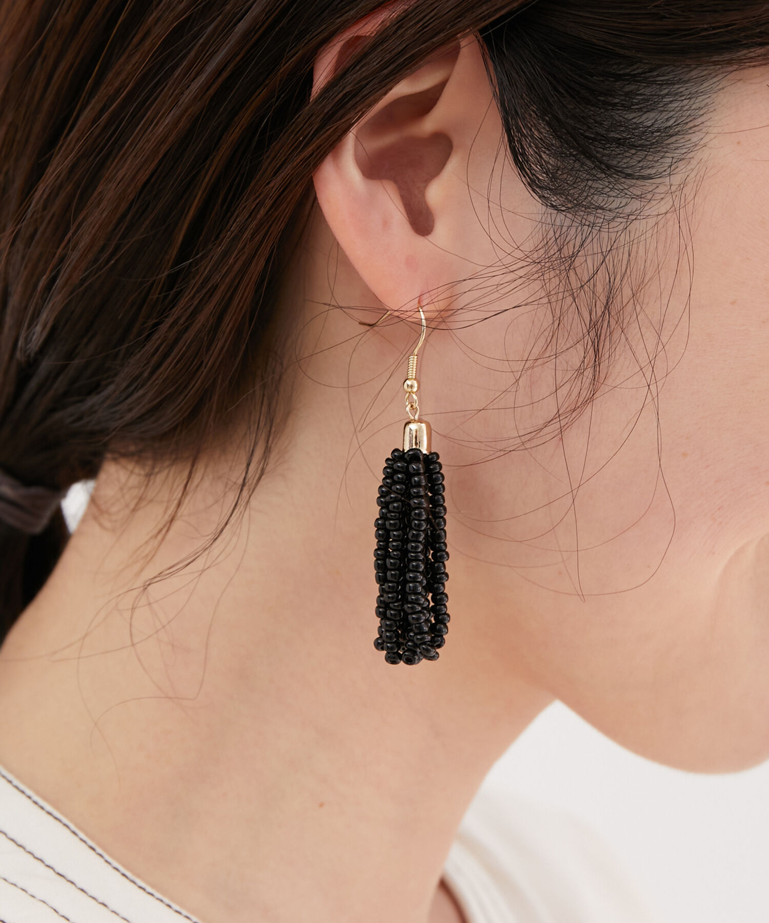 VIS「ビーズフリンジピアス」|ピアス|ブラック(01)