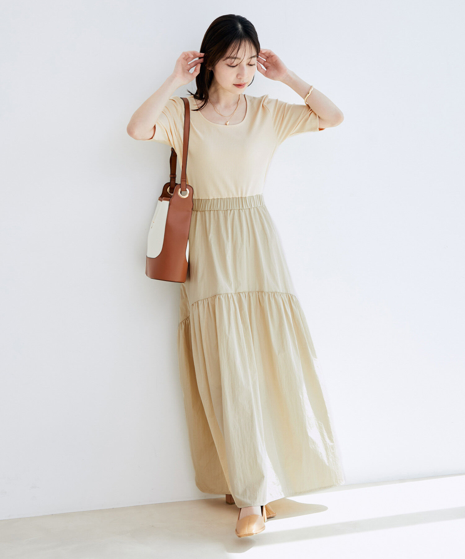 VIS「前後2WAY異素材ドッキングワンピース」|ワンピース|