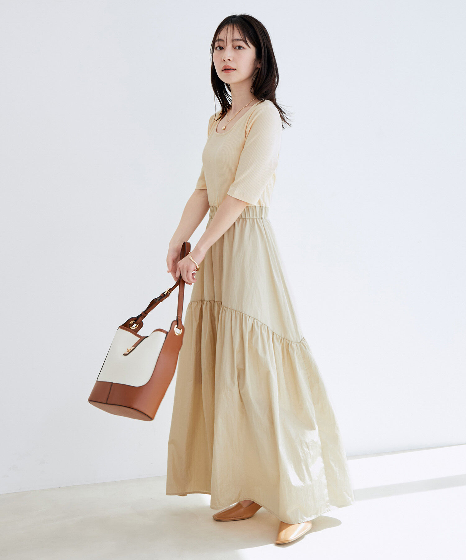 VIS「前後2WAY異素材ドッキングワンピース」|ワンピース|