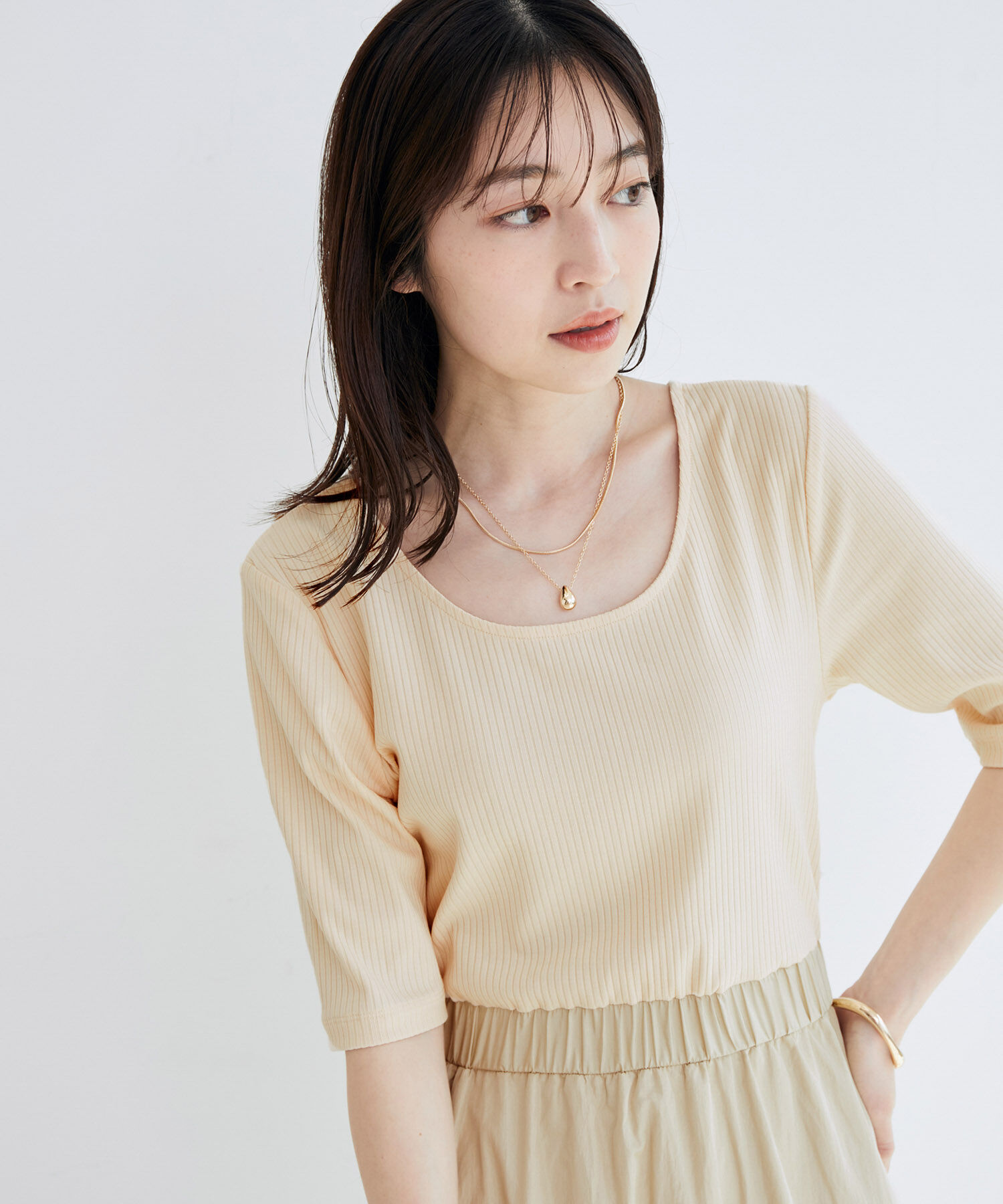 VIS「前後2WAY異素材ドッキングワンピース」|ワンピース|