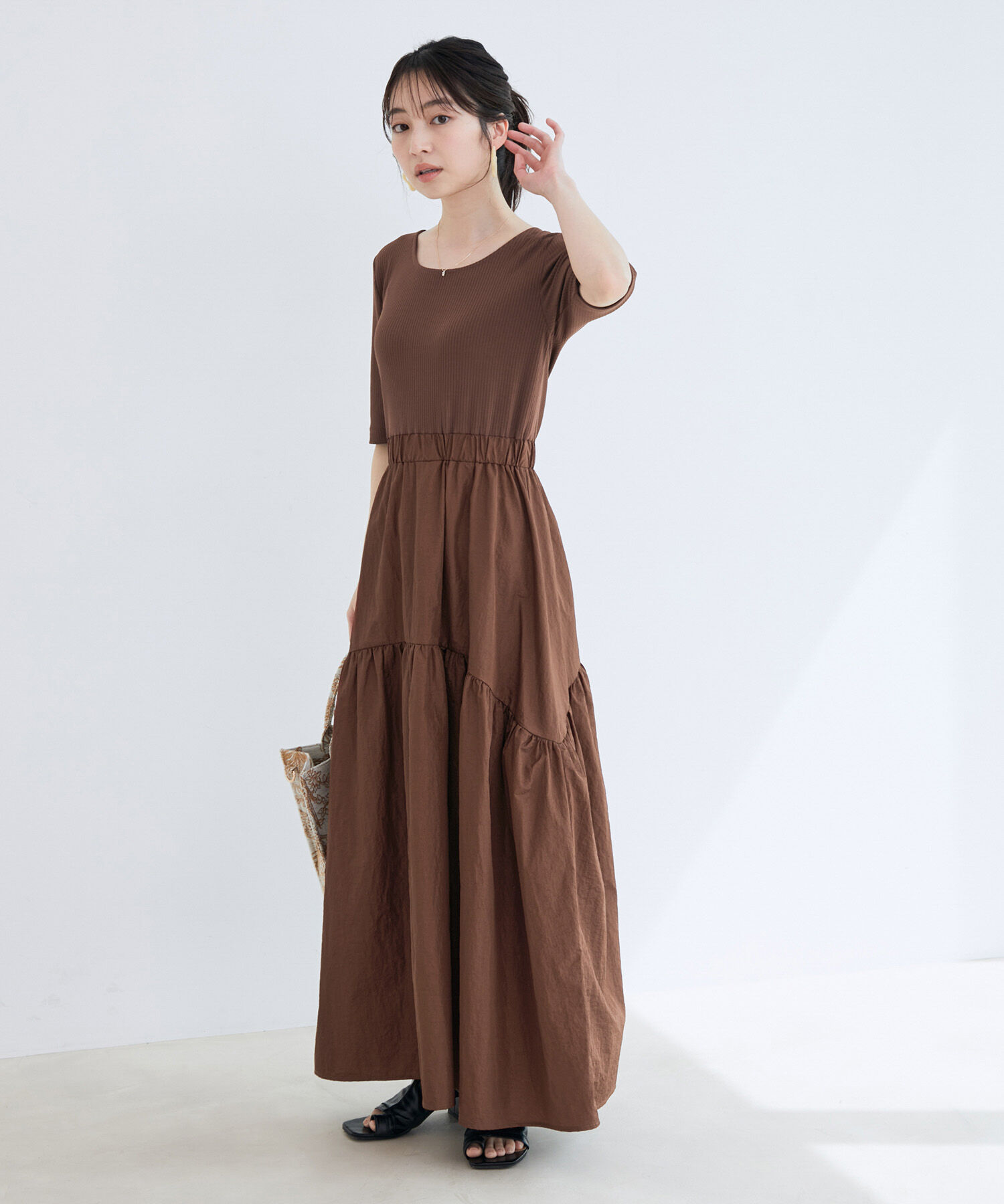 VIS「前後2WAY異素材ドッキングワンピース」|ワンピース|