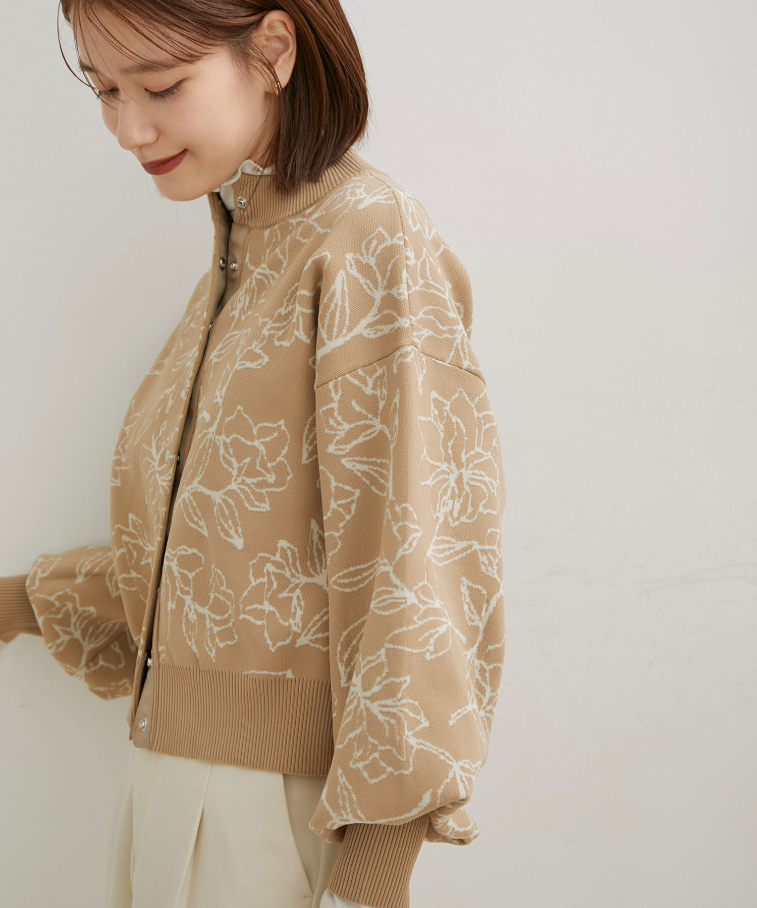 VIS「多釦ニットカラーカーディガン」|カーディガン|