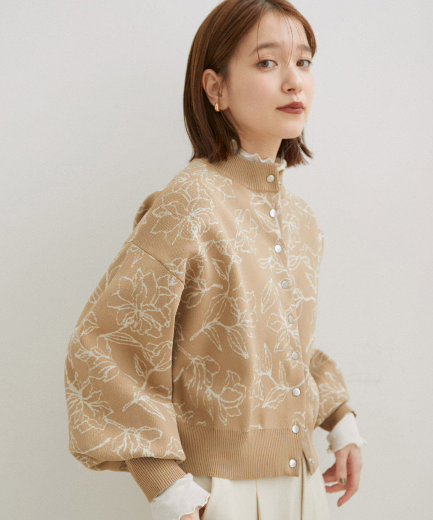 VIS「多釦ニットカラーカーディガン」|カーディガン|