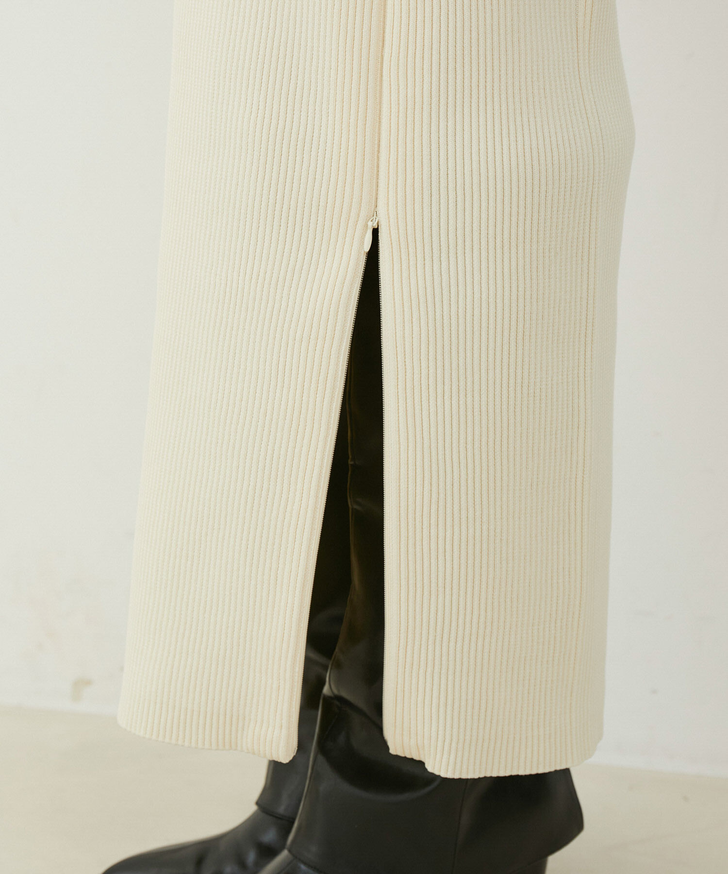 VIS「【洗える】ジップスリットリブニットタイトスカート」|スカート|