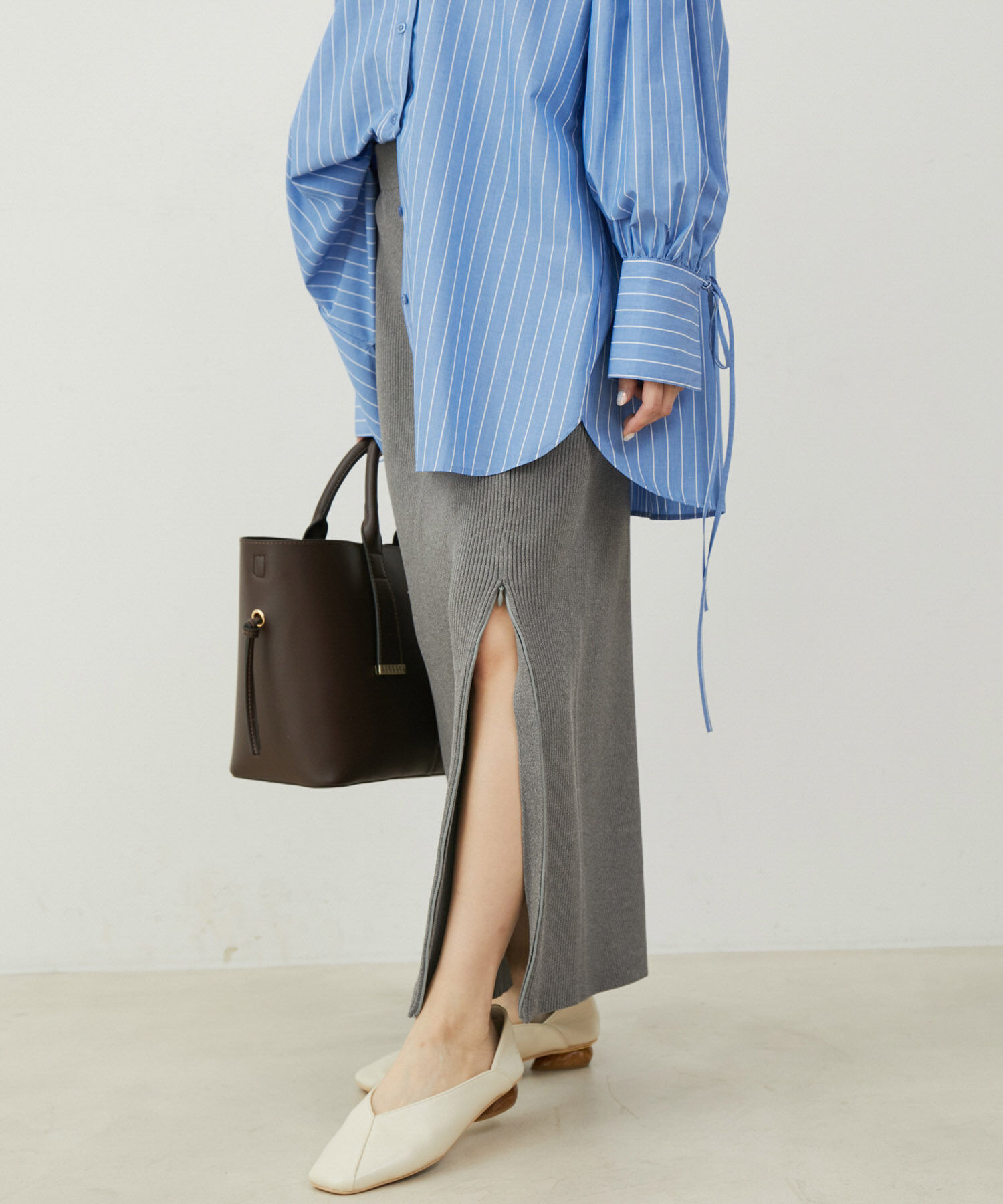 VIS「【洗える】ジップスリットリブニットタイトスカート」|スカート|