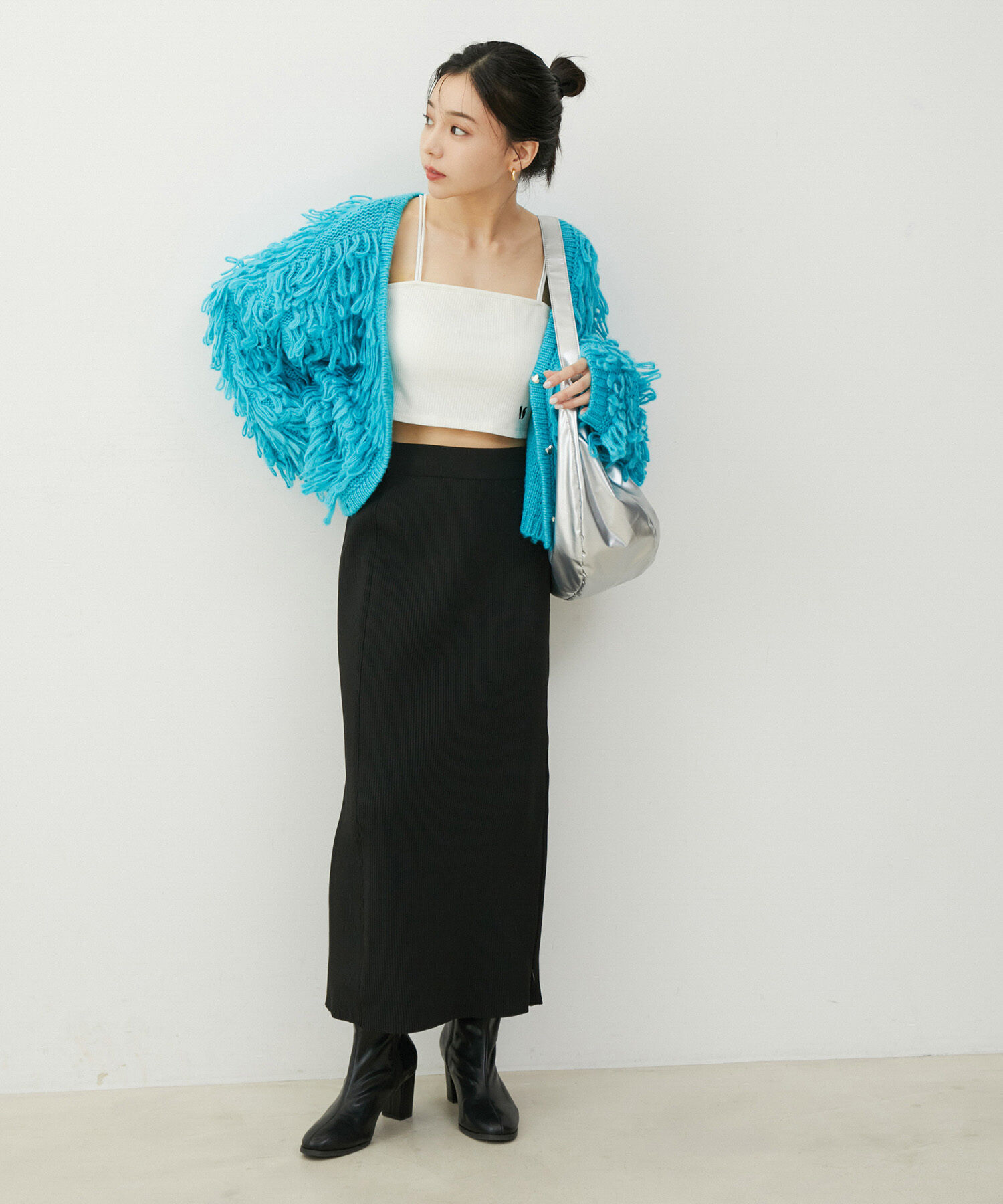 VIS「【洗える】ジップスリットリブニットタイトスカート」|スカート|