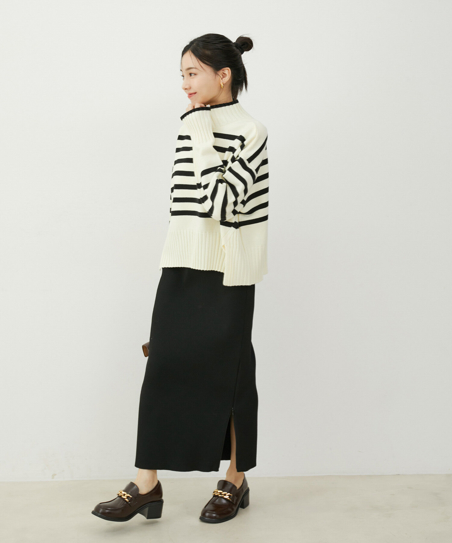 VIS「【洗える】ジップスリットリブニットタイトスカート」|スカート|