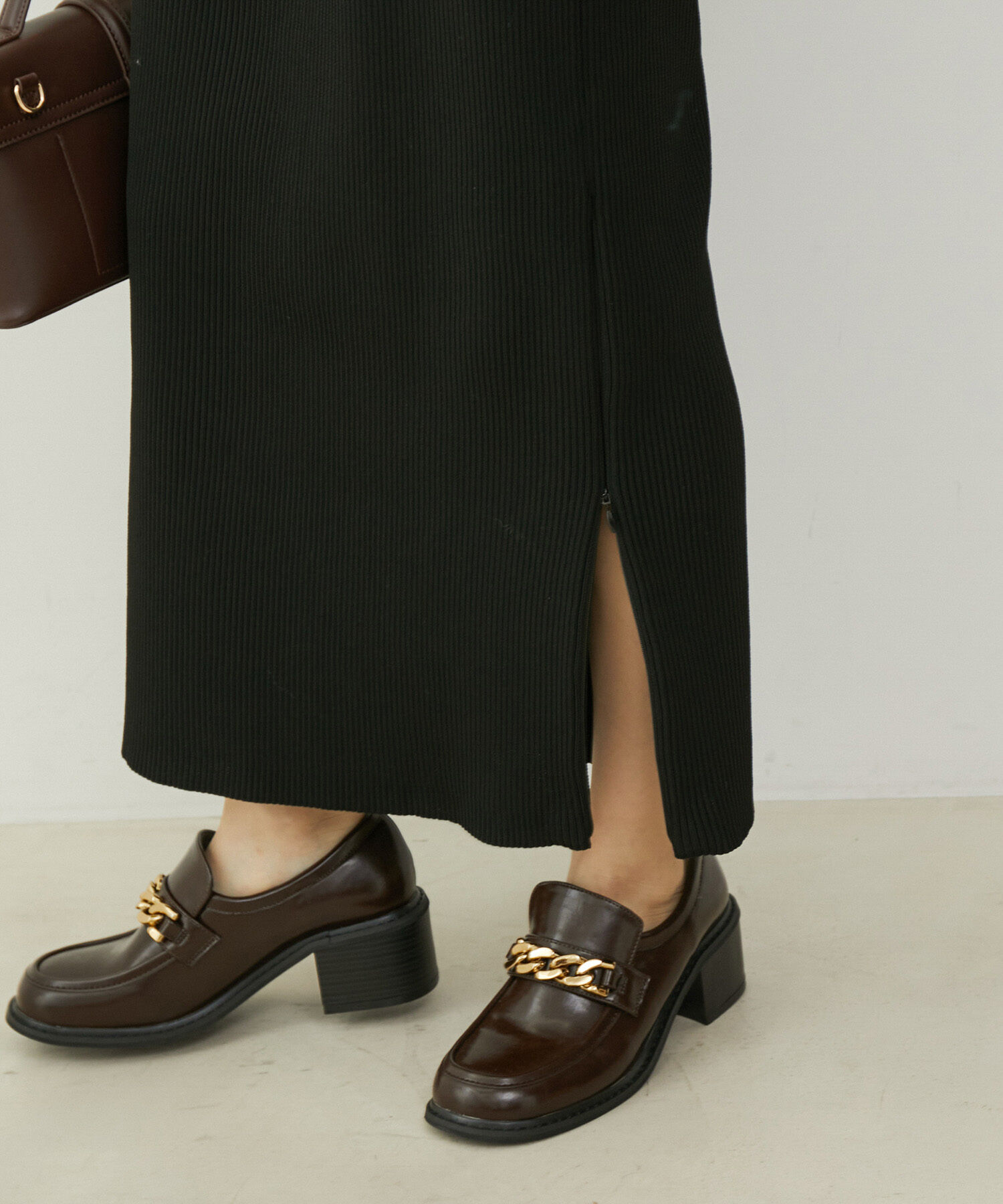 VIS「【洗える】ジップスリットリブニットタイトスカート」|スカート|