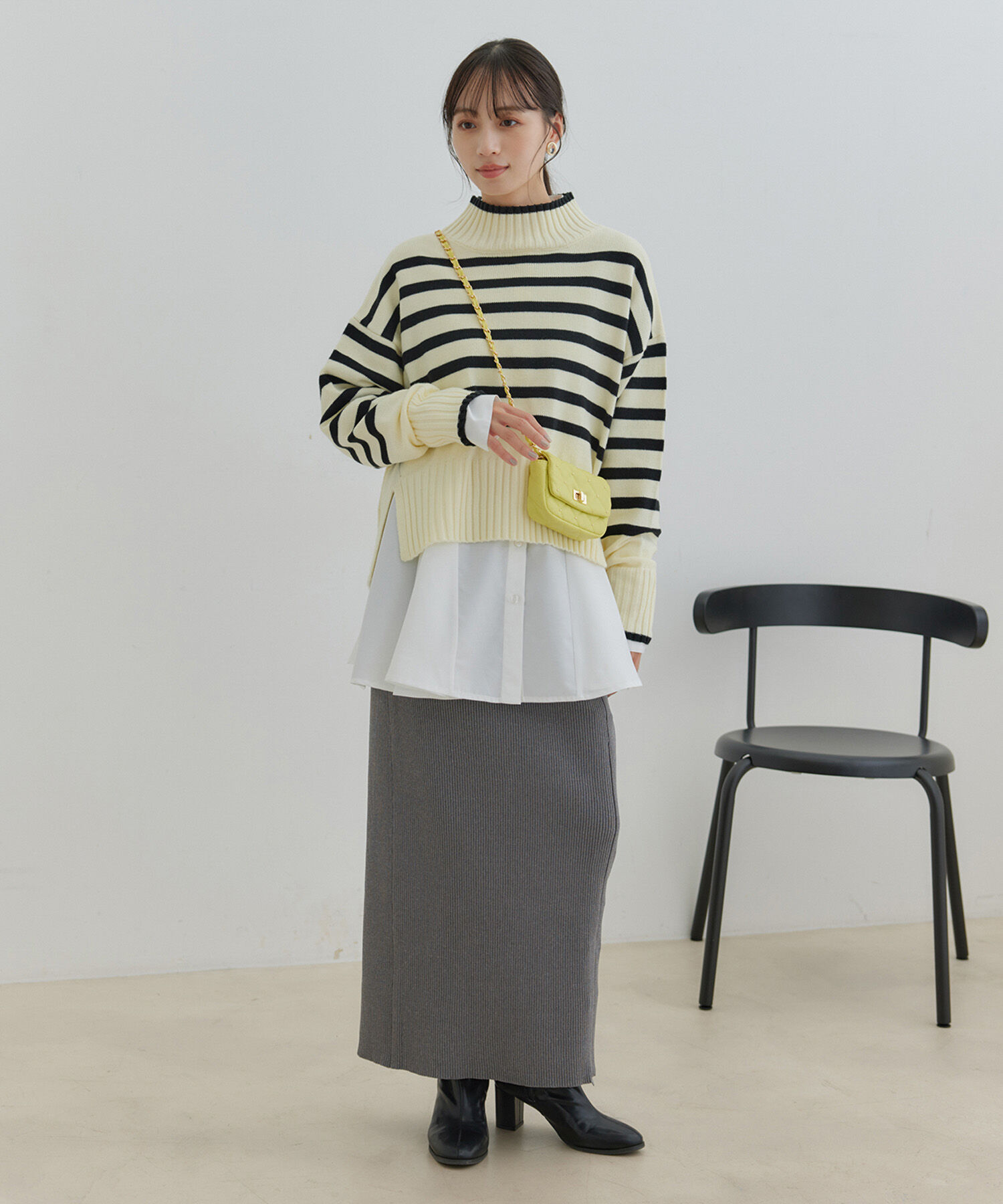 VIS「【洗える】ジップスリットリブニットタイトスカート」|スカート|